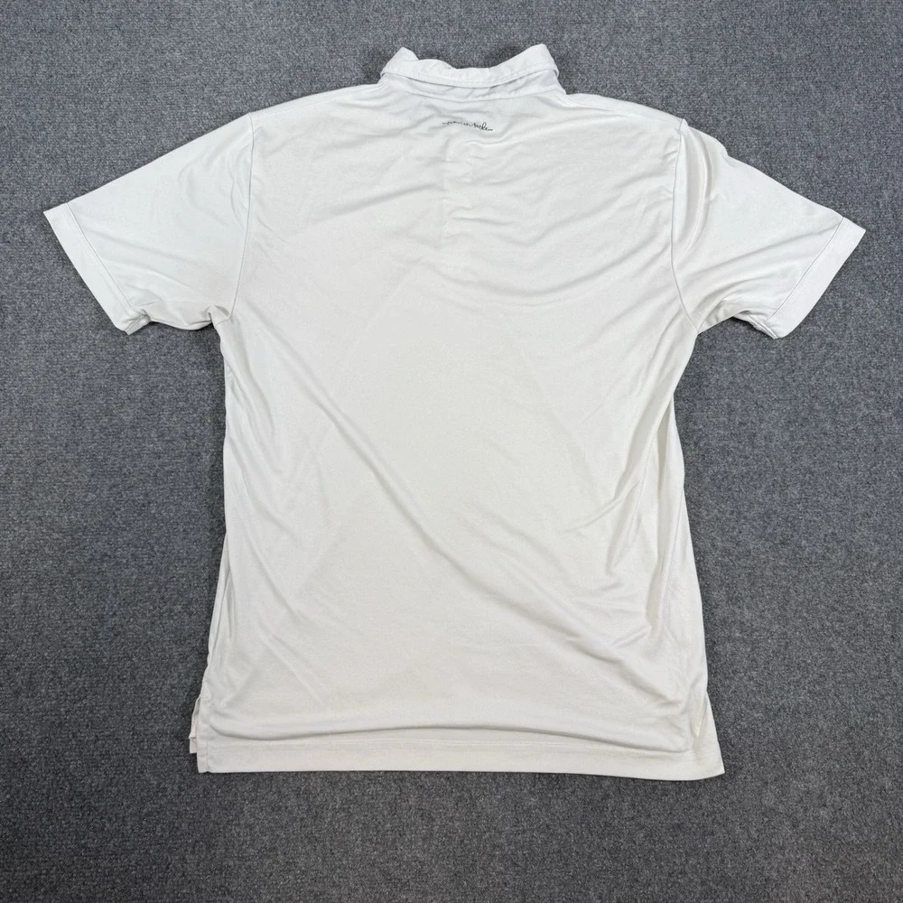 Travis Mathew Polo Shirt Mens Large White‎ PGA Tour Logo Golf Performance